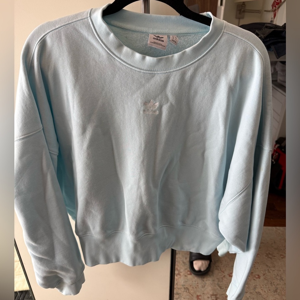 adidas Women's Sky Blue Crew Neck Sweater